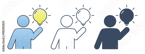Person Idea Icon with Lightbulb Symbol. Vector Illustration