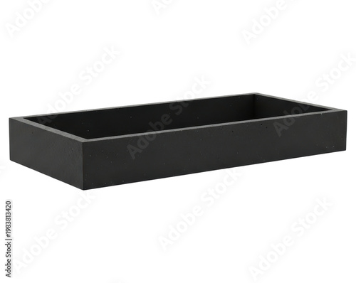 Minimalist rectangular stone decorative tray isolated on a transparent background