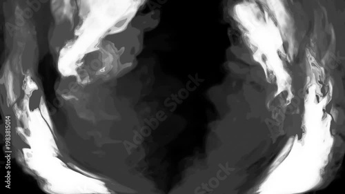 Black and white cartoon look smoke circle loop effects animation