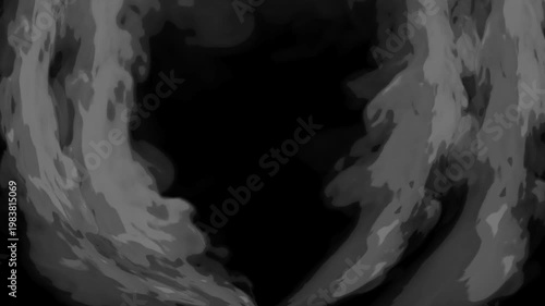 Black and white cartoon look smoke circle loop effects animation