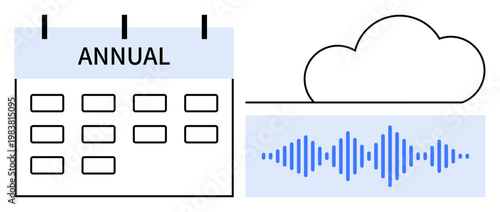 Cloud storage concept. Cloud storage and calendar integration for seamless data organization and retrieval. Cloud storage enhancing data accessibility and workflow efficiency. For tech, data, audio