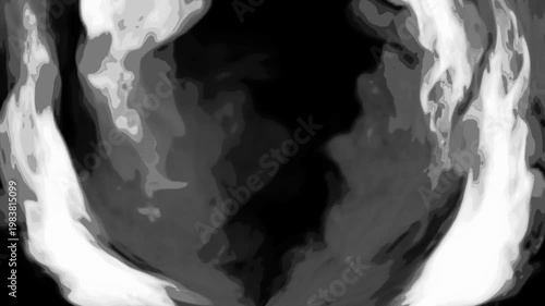 Black and white cartoon look smoke circle loop effects animation