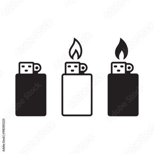 Three matchboxes two with flames depicted in a simple black and white style