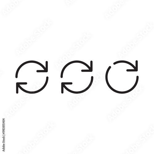 Photography Three circular arrows depicting a continuous recycling or refresh process