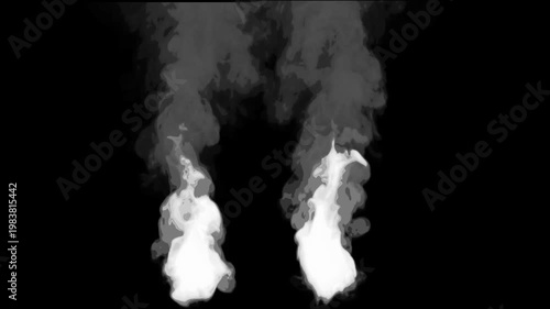 Black and white cartoon look smoke circle loop effects animation
