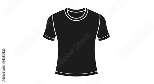 Simple black short-sleeved t-shirt icon illustration representing basic casual apparel and clothing design. A versatile graphic symbol for fashion, style, garment, and retail concepts