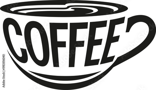 A Black And White Coffee Cup With The Word Coffee