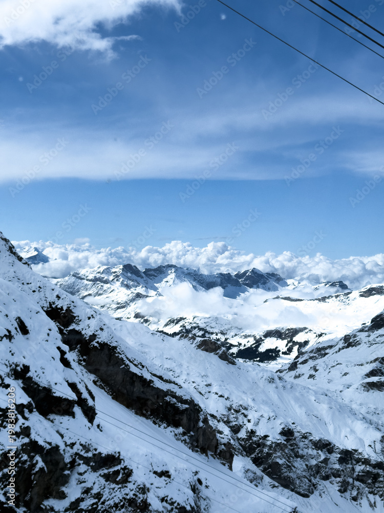Obraz premium Panoramic Alpine View from Mount Titlis Summit, Engelberg, Switzerland