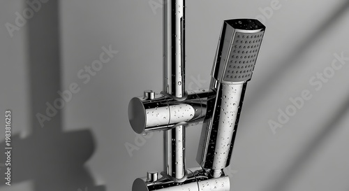 Close-up of metal shower head.