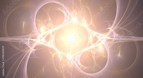 A bright glowing light source at the center of a celestial or spiritual energy burst