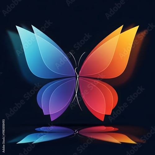 Colorful butterfly, gradient wings, abstract design, vibrant illustration