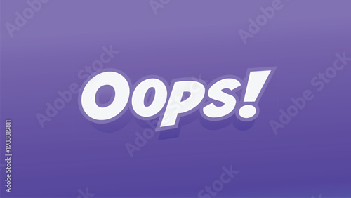 Oops playful typography text effect with soft shadow on purple gradient background Editable Text Effect