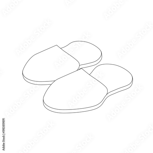 Hospital slippers icon, indoor footwear, simple line illustration