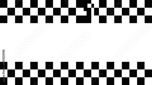 A black and white checkerboard pattern with a small white square missing in the top row Vector