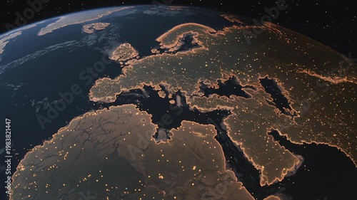 Future Earth Reveals Global Heat Islands at Night with Cities Radiating Warm Halos Across Continents