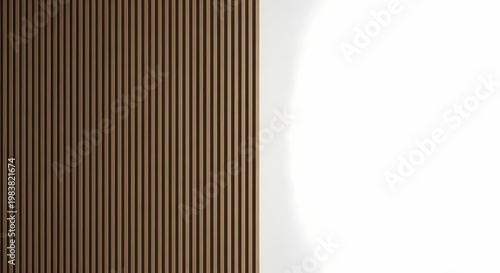Minimalist Interior Wall Panel with Vertical Wooden Slats and White Background