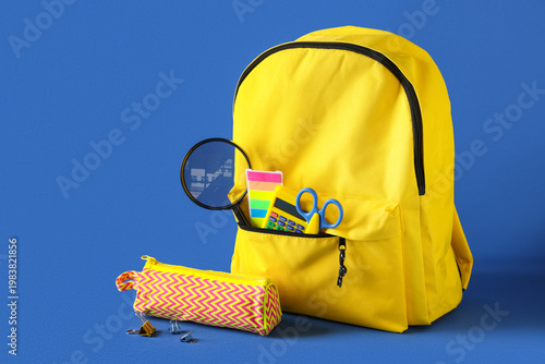 Yellow school backpack with...