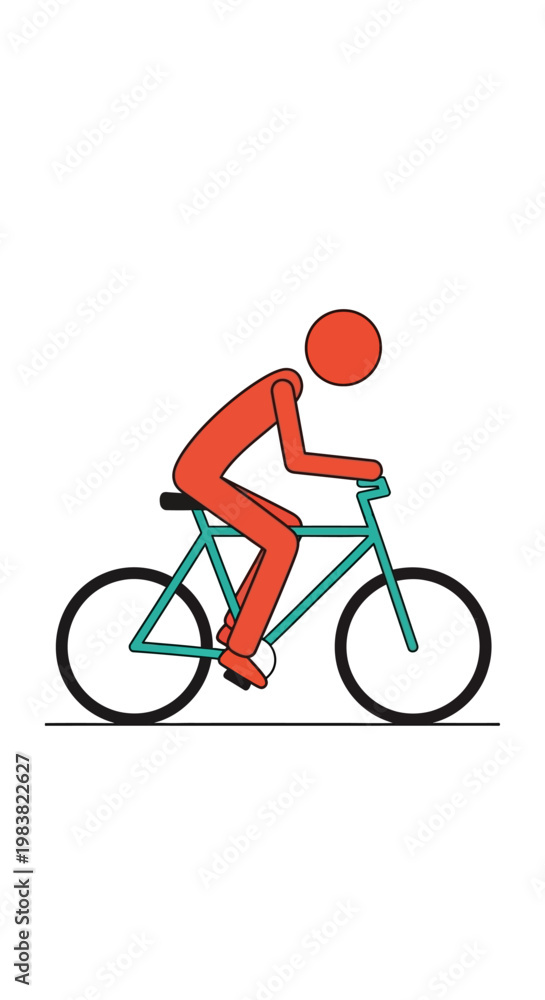 Obraz premium Minimalist Stick Figure Riding a Bicycle with Dynamic Posture.