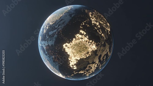 Transparent Planet Covered in Glowing Population Density Clusters Reveals Urban Expansion Across Earth