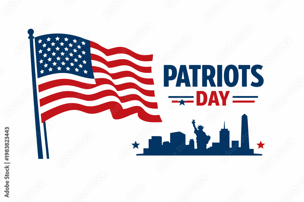 Naklejka premium American Flag Waving Patriots Day Vector