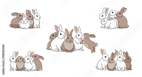 Funny cartoon animal icon set vector illustration collection of pets farm and wild animals