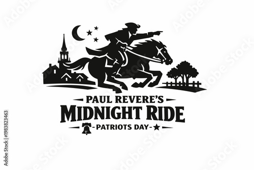 Paul Revere Midnight Ride Patriots Day Vector