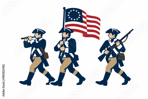 Revolutionary Soldiers Marching Vector