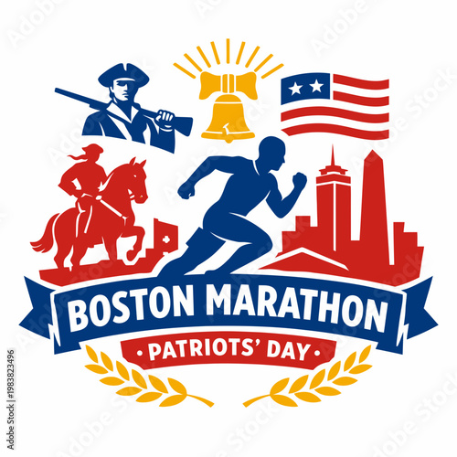 Boston Marathon Patriots Day Vector