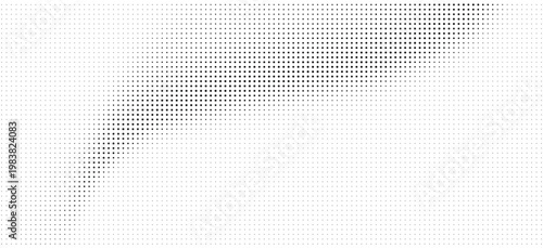 Halftone pattern with gradient effect in black and white isolated on white background