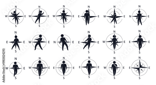 Compass rose with human figures.