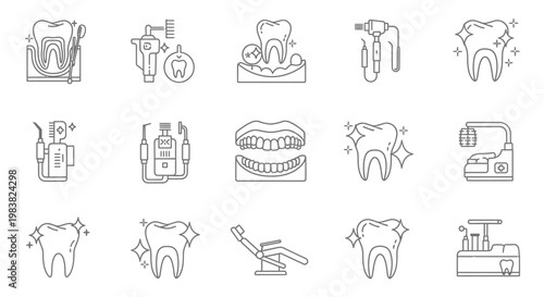 Dental care and teeth icons set.