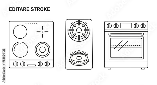 Stove and oven line drawings.