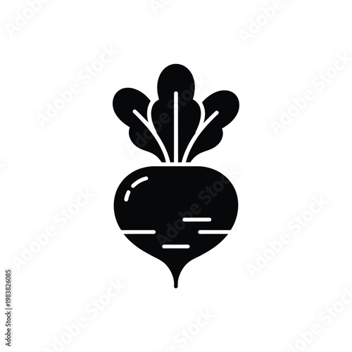 Simple black silhouette illustration of a fresh beetroot vegetable