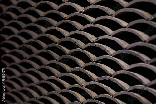 Cuadro en lienzo Background wall with stacked traditional Chinese tiles