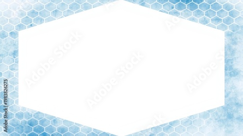 水彩和風背景素材として使える亀甲スカイブルーフレーム