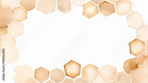 和風水彩フレームに映える亀甲ベージュ背景