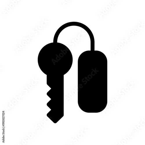 House Key With Key Tag Icon Silhouette Symbol for Home Security, Access, and Property Ownership