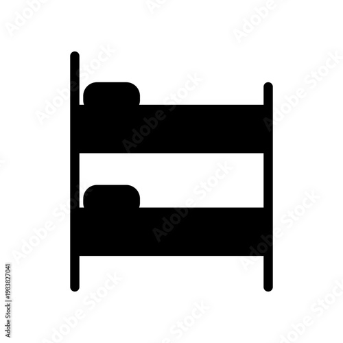 Bunk Bed Icon - Simple Black Two-Tier Bed Symbol For Bedroom, Dormitory, and Hostel Design