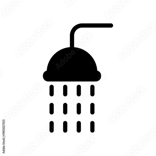 Shower Icon With Showerhead Water Droplets Bathroom Hygiene Bathing Symbol