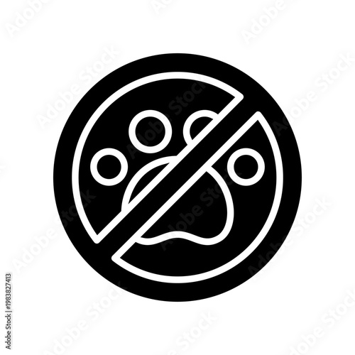 No Pets Allowed Sign With Paw Print Prohibited Symbol - No Animals Allowed Icon