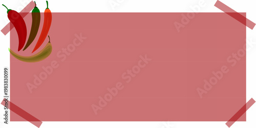 Hand drawn chili illustration. Chili illustration for background with empty box.