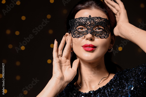 Pretty young woman in black...