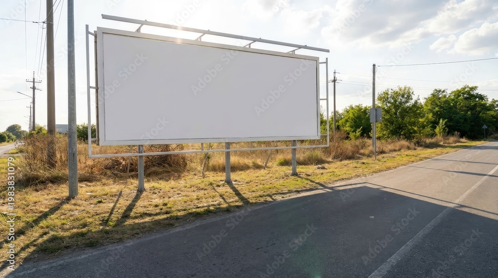 Fototapeta premium Blank Billboard On Rural Roadside With Frame.