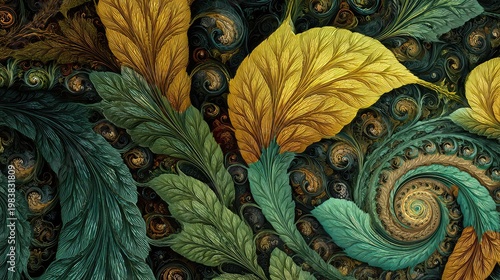 ornate floral pattern with intricate baroque design, vintage decorative background, symmetrical botanical motifs, dark elegant texture, luxury wallpaper style, highly detailed ornamental swirls