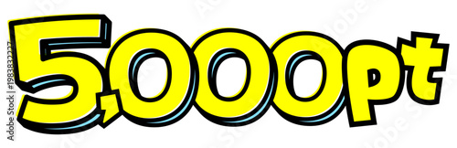 5,000Ptの文字パーツ素材。黒太フチと黄色文字のポップなロゴ。ポイント還元・プレゼント広告用。