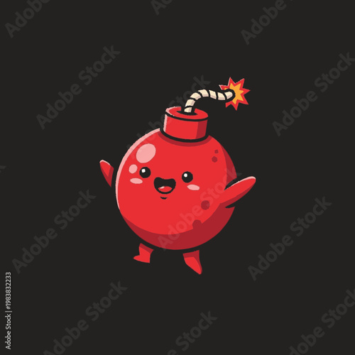 Smiling Cartoon Bomb Character Explosion.