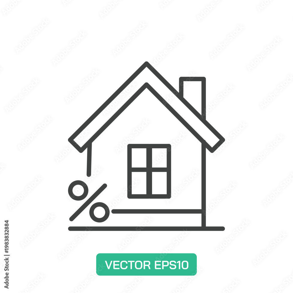 Fototapeta premium Property Discount icon. Thin line icon vector