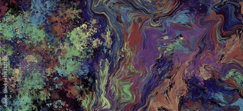 Abstract Liquid Marble Texture with Dark Blue and Purple Swirls. Contemporary Acrylic Pour Background with Splatter and Fluid Art Pattern