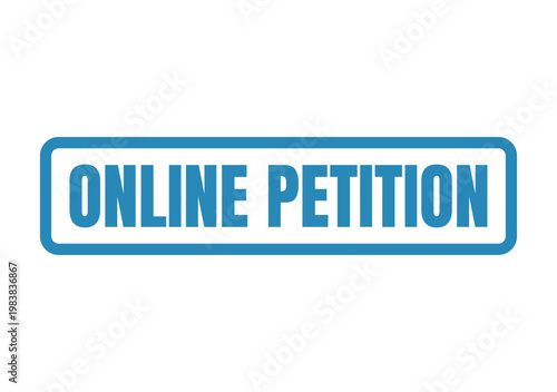 Blue bold text label for online petition concept in modern clean professional typographic design style