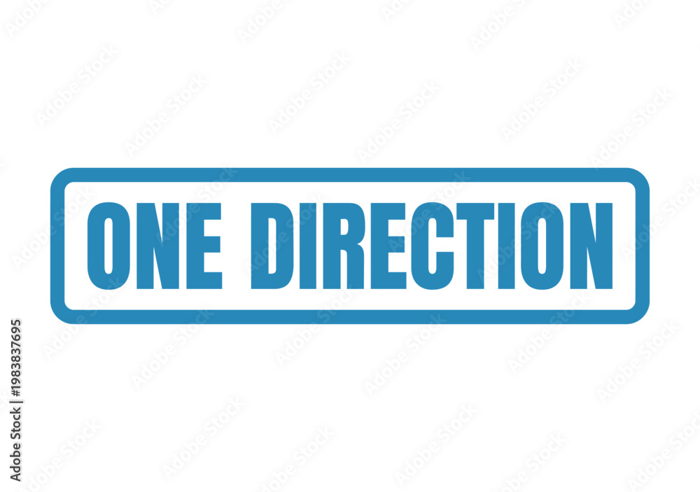 Fototapeta premium One direction blue typography rectangular stamp design element for signage wayfinding and clear visual navigation systems